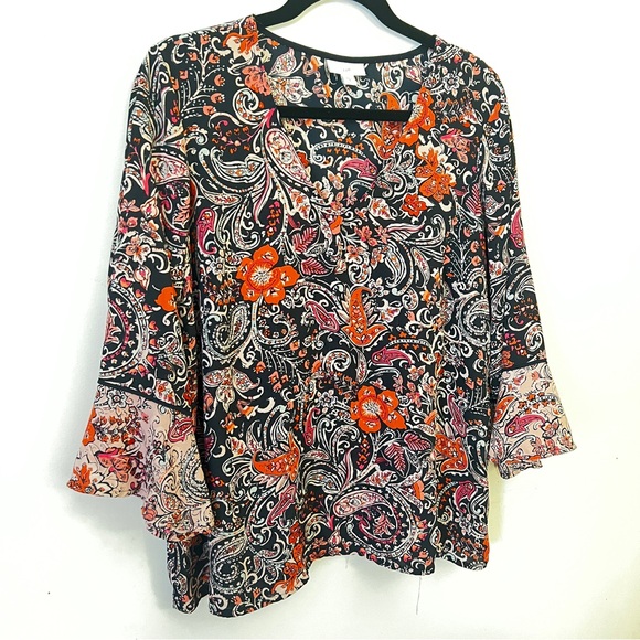 J. Jill Tops - J. Jill Orange and Pink Blouse Vibrant and Chic